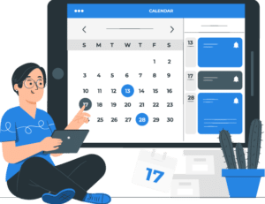 Man looking at a calendar on his tablet
